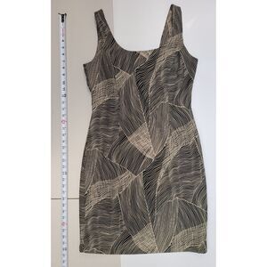 Newport News Vintage Geometric Print Maxi Dress Sleeveless Brown Tan Size 10